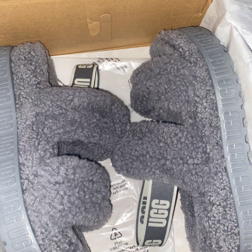 USED - UGG Gray Shearling Platform Slippers